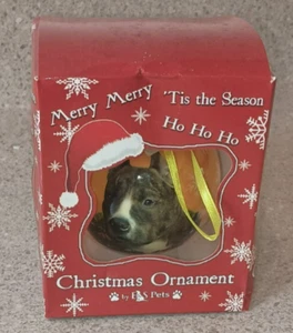 Pit Bull Brindle & White Dog Decorazione Albero di Natale NUOVO in Scatola E&S Pets - Foto 1 di 2