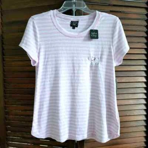Maglia a righe Laura Ashley Scottie manica corta rosa bianco girocollo nuova con etichetta - Foto 1 di 5