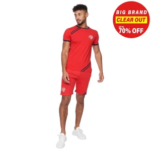 Crosshatch Hamlax Mens Comfort Casual Designer Fashion T-Shirt/Shorts Set Red - Picture 1 of 5