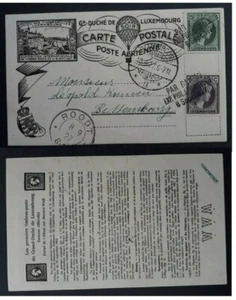VERY RARE 1927 Luxembourg Philatelic Exposition Postcard ties 2 stamps w cachet - Picture 1 of 3