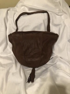 Pulicati Large Dark Brown Leather Hobo Bag Bottom Tassel Made In Italy - Picture 1 of 10