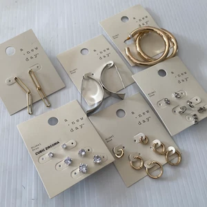 12 Pair A New Day Nickel Free Cubic Zirconia Stud Huggie C Hoop Fashion Earrings - Picture 1 of 5