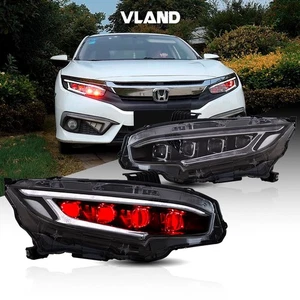 VLAND Full LED Projector Headlights For 2016-2021 Honda Civic w/Demon Eye Style - Picture 1 of 13