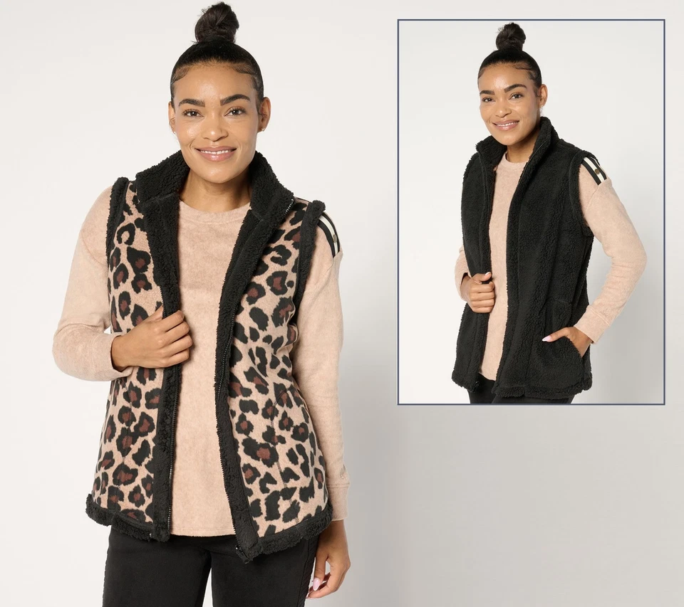 Cuddl Duds Vellón Adhundido con Sherpa Chaleco Reversible Leopardo/Negro XL Nuevo Foto 1 de 1