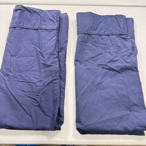 vintage ralph lauren pillowcase pair king blue solid 100% cotton traditional us - Picture 1 of 12