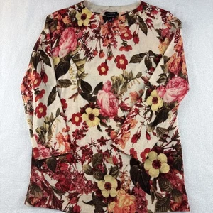 Suéter ligero para mujer Talbots manga 3/4 floral pura lana merino S - Imagen 1 de 8