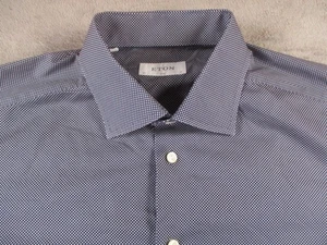 Eton Shirt Mens 17 43 Slim Blue White Polka Dot Long Sleeve Dress Cotton Sweden - Picture 1 of 14