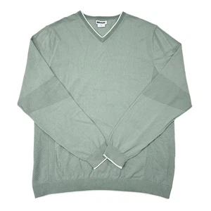 Tom Brady Brand Sweater Mens Size XL Green V Neck Pullover Stretch Thin Knit - Picture 1 of 10