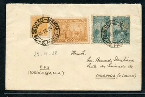 86086 BRAZIL 1938 -CIRCULATED COVER TO PIRAPORA VIA RAILWAY (E.F.S.) - Picture 1 of 3