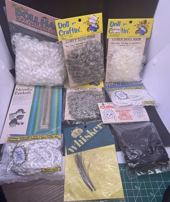 Lote artesanal muñeca porcelana vintage NOS bigotes pelo pestañas Foto 1 de 4