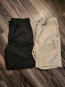 2 Greg Norman Mens Shorts Size 38 Tan And Black - Picture 1 of 9