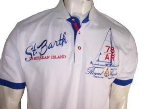 New Absolute Rebellion XL (Medium in USA) Thick White Polo Shirt St. Barth Logos - Picture 1 of 8