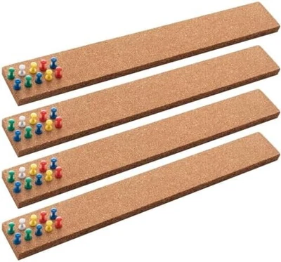 Cork Board Strips 15 x 2 Inch with Push Pins 4 Pack - Image 1 of 4