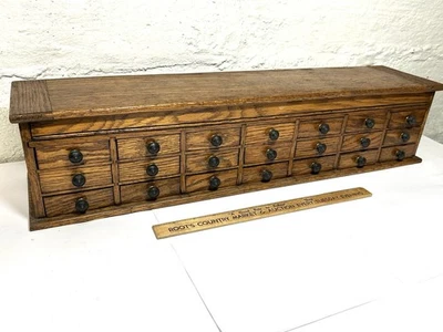 Antiguo gabinete relojero siglo XIX joyería primitiva boticario 21 cajones Foto 1 de 4