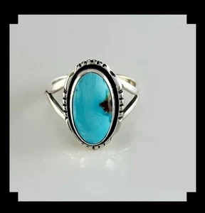 Handcrafted Sterling and Blue Ridge Turquoise Ring Size 10 1/2 - Picture 1 of 6
