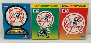 Lote de 3 pegatinas de tarjetas de béisbol Fleer 1989, 1990, 1991 de los Yankees de Nueva York - Imagen 1 de 2
