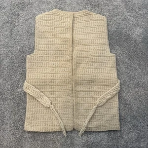 Vintage Handmade Crochet Sweater Vest Large Cream Cottagecore Artisan Lagenlook - Picture 1 of 7