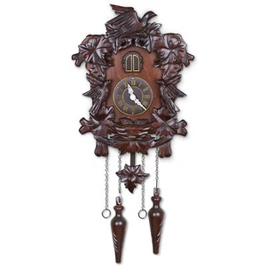 Reloj de cuco Kendal artesanal de madera de tilo con decoración de una familia de pájaros - Imagen 1 de 8
