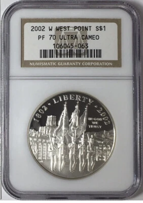 2002 WEST POINT Silver $1 NGC PF70💥FLAWLESS QUALITY💥 - Image 1 of 4