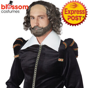 W619 Shakespeare Costume Wig Beard Moustache Renaissance Historical Colonial