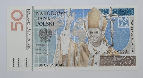 2006 - Bank Polski, Poland - 50 Zlotych Banknote John Paul II Commemorative UNC Cover