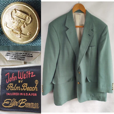 Blazer John Weitz Palm Beach de un solo pecho doble botón dorado verde claro EE. UU. Foto 1 de 4