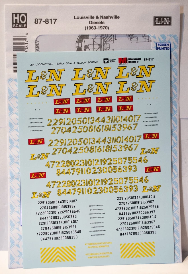 Microscale Decal HO  #87-817 Louisville & Nashville - L&N -- Diesel Locomotives - Image 1 of 1