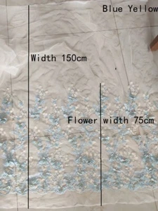 3D Butterfly Flower Embroidered Lace Fabric for Wedding Dress Sewing By Meter - Picture 1 of 19