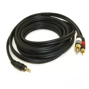 15ft 3.5mm Premium Mini-Stereo TRS Male to 2 RCA Male Audio/Speaker Cable - Picture 1 of 3