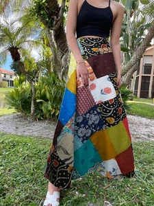 Women's Wrap Skirt Colorful Boho Gypsy Cotton Patchwork Long Skirt Gift One Size - Picture 1 of 3