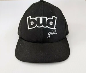 Vntg Anheuser-Busch Black "BUD GIRL" Cap With White Lettering/Budweiser - Picture 1 of 8