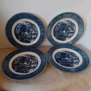 Set 4 piatti vintage Currier & Ives The Old Grist Mill 10" Royal USA - Foto 1 di 9