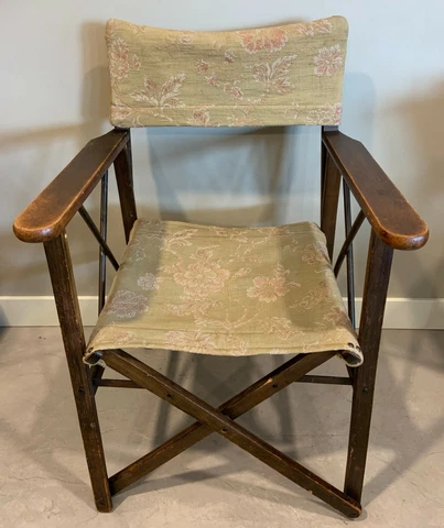Vintage Directors Chair Folding Wood and Fabric Cover