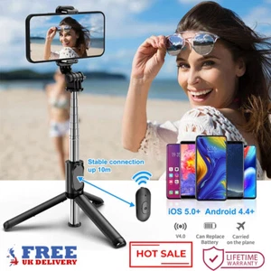 3 in 1 Bluetooth Tripod, Extendable Monopod Portable Selfie Stick with Remote UK - Picture 1 of 14