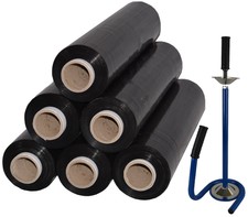 6 x rodillos film estirable 2,5 kg + Profi aplicador 23 My negro