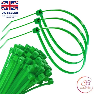 SG CABLETIES Cable Ties Green, Small, Medium, Large, Heavy Duty Nylon Plastic Zip Tie Wraps