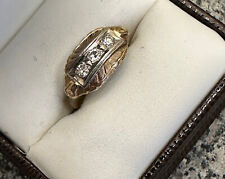 Vintage 14k YG 3-stone Diamond Ring
