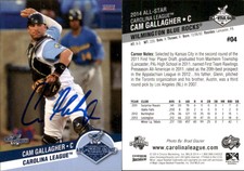 Cam Gallagher Signed 2014 Choice California  / Carolina  All-Star Game #4 Card