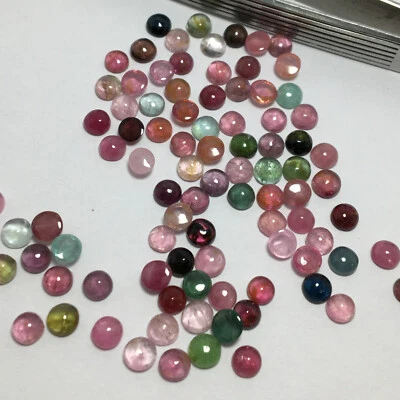 Gorgeous multi color tourmaline cabochon gemstone 90 pcs round 36.30 carat - Image 1 of 4