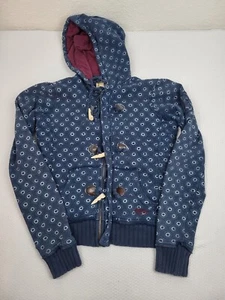 VTG Billabong Beach Toggle Hoodie Girls Medium Blue AOP Full Zip Drawstring Surf - Picture 1 of 11