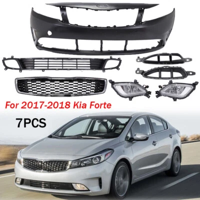 New Front Bumper Cover Grille With Fog Lamps Set For 2017-2018 Kia Forte 5PCS - Image 1 of 4