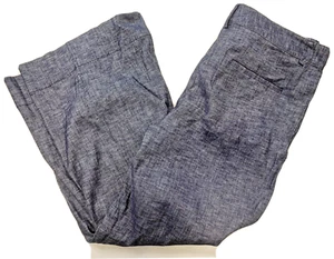 NWT Theory Livdale Tierra Linen Blue Blend Denim Wide Leg Pants 8 - Picture 1 of 6