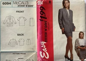 McCall’s 6094 Schnittmuster ungeschnitten Jacke, Top, Rock 14 16 18 20 - Bild 1 von 3