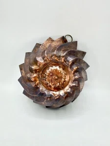 VTG REAMER Copper Swirled Pinwheel Jello Mold w/Flower Stamped Center Farmhouse - Picture 1 of 9