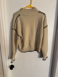 Women "En Saison" tan/black long sleeve pullover sweater Size Med. - Picture 1 of 2