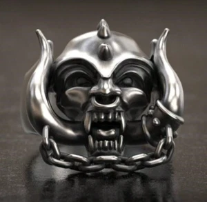 Anello Uomo Teschio decorato con testa di fantasma stile punk - Foto 1 di 2