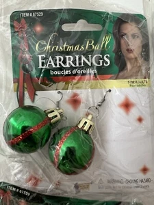 Christmas Ornament Green Ball Earrings Tree Baubles Stocking Stuffer - Picture 1 of 2