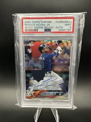 2020 Topps Chrome Retro Rookie Relic /99 Ronald Acuna Jr Acuña PSA 9 MINT Auto - Image 1 of 2