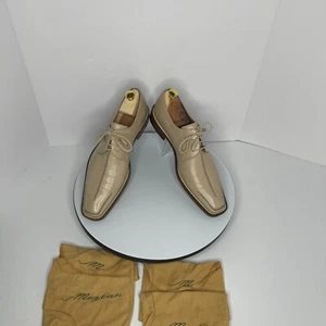 Mezlan Mens Beige Derby Shoes Size US 12 UK 11 Lace Up Made in Spain - Picture 1 of 10