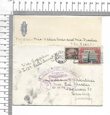 First Flight via Graf Zeppelin OCT 28 1928 Lakehurst USA - Friedrichshaf ; 61152 - Bild 1 von 2
